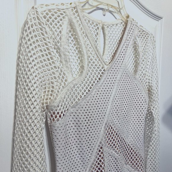 BSBG Maxazria Jaylynn Mesh Patchwork Dress-Stretch-Size Small-Unique-Long Sleeve - Picture 2 of 9